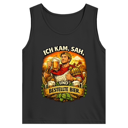 Herren Basic Tank Top „Ich kam, sah und bestellte Bier“ – Lustiger Bierspruch & Statement Shirt