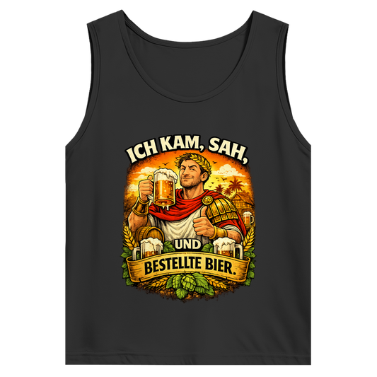 Herren Basic Tank Top „Ich kam, sah und bestellte Bier“ – Lustiger Bierspruch & Statement Shirt