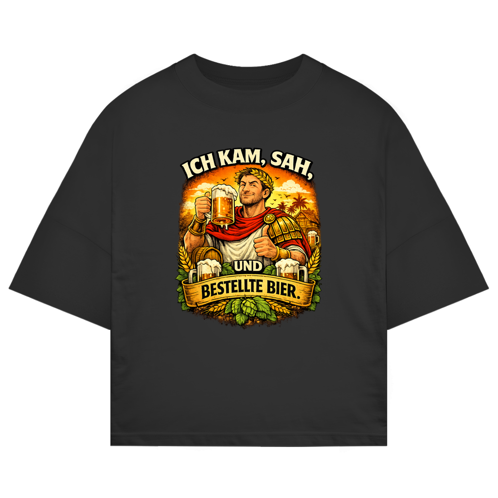 ST/ST Oversize T-Shirt „Ich kam, sah und bestellte Bier“ – Lustiger Bierspruch & Statement Shirt