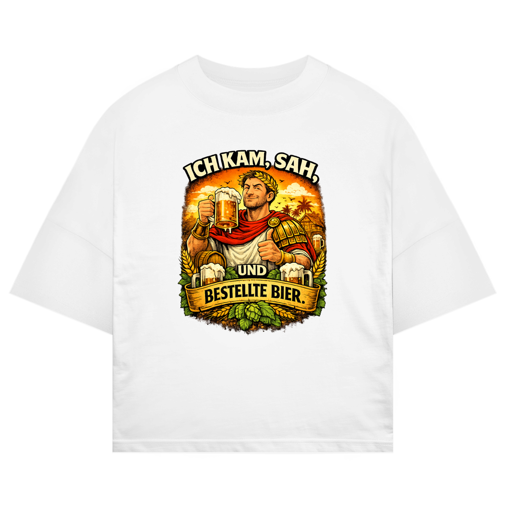 ST/ST Oversize T-Shirt „Ich kam, sah und bestellte Bier“ – Lustiger Bierspruch & Statement Shirt