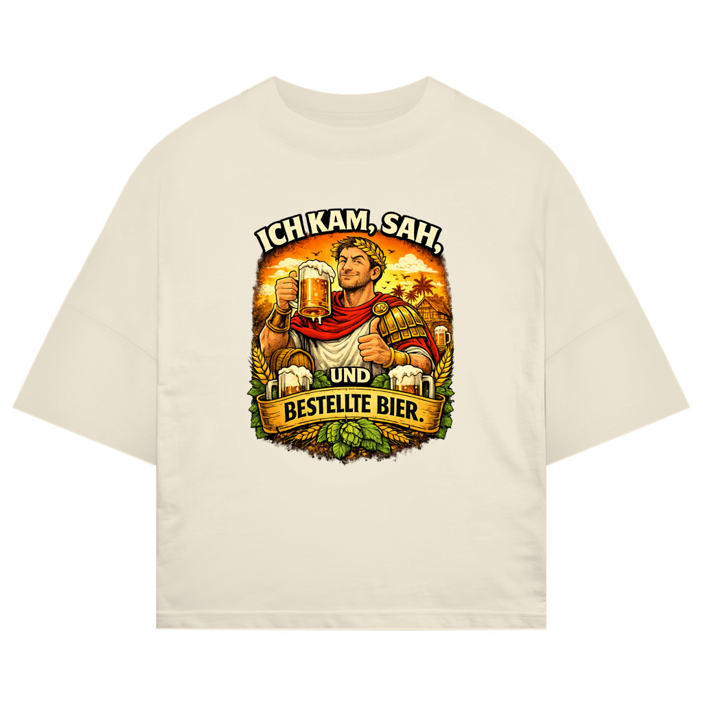 ST/ST Oversize T-Shirt „Ich kam, sah und bestellte Bier“ – Lustiger Bierspruch & Statement Shirt