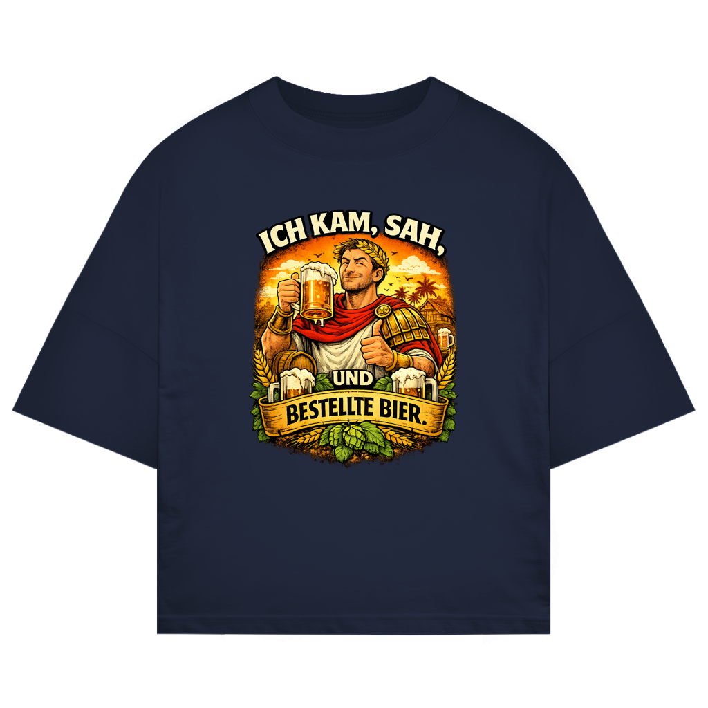 ST/ST Oversize T-Shirt „Ich kam, sah und bestellte Bier“ – Lustiger Bierspruch & Statement Shirt