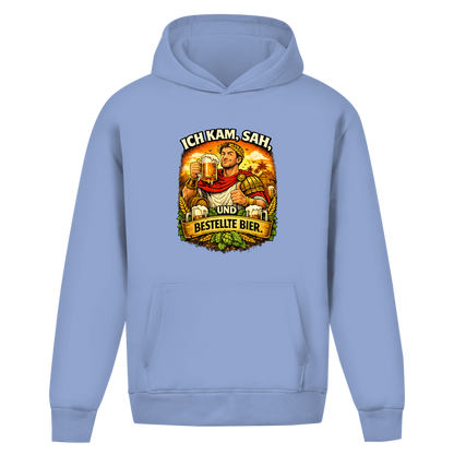 Oversize Hoodie ohne Kordel „Ich kam, sah und bestellte Bier“ – Lustiger Bierspruch & Statement Hoodie