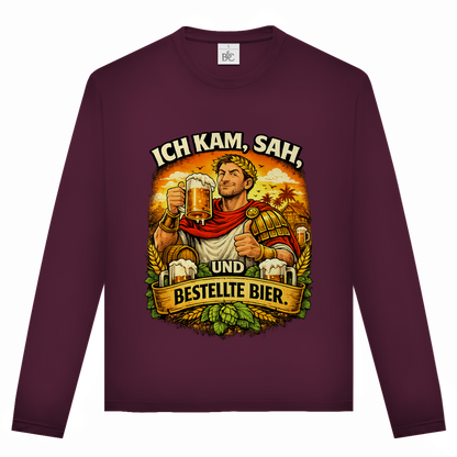Unisex Langarmshirt „Ich kam, sah und bestellte Bier“ – Lustiger Bierspruch & Statement Shirt