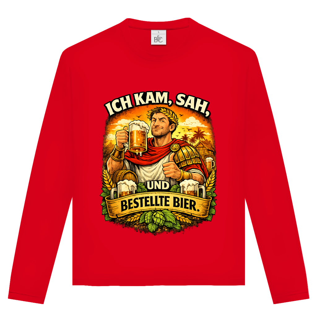 Unisex Langarmshirt „Ich kam, sah und bestellte Bier“ – Lustiger Bierspruch & Statement Shirt