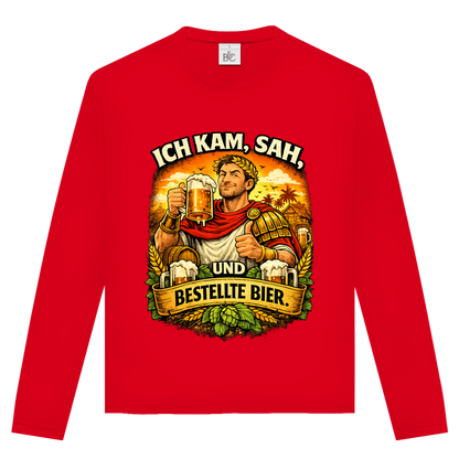 Unisex Langarmshirt „Ich kam, sah und bestellte Bier“ – Lustiger Bierspruch & Statement Shirt