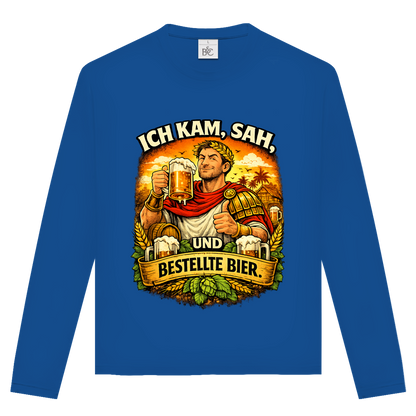 Unisex Langarmshirt „Ich kam, sah und bestellte Bier“ – Lustiger Bierspruch & Statement Shirt