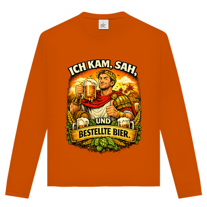 Unisex Langarmshirt „Ich kam, sah und bestellte Bier“ – Lustiger Bierspruch & Statement Shirt