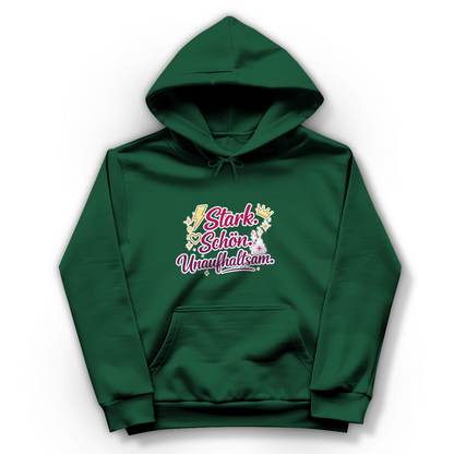 Damen Hoodie „Stark. Schön. Unaufhaltsam.“ – Empowerment Statement Hoodie für Frauen