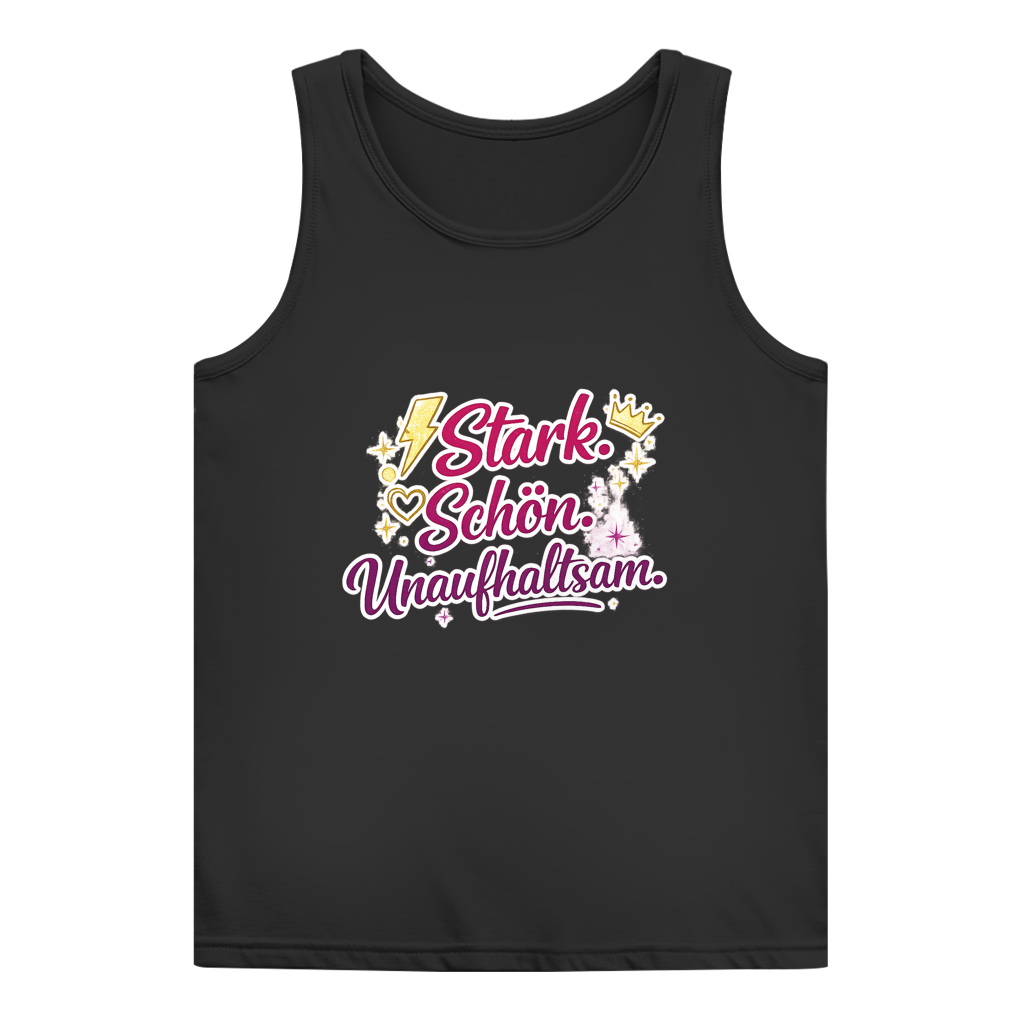 Damen Basic Tank Top „Stark. Schön. Unaufhaltsam.“ – Empowerment Statement Top für Frauen