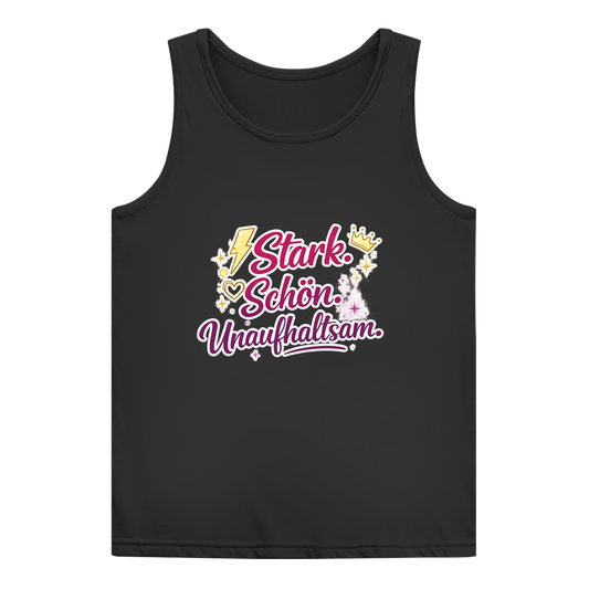 Damen Basic Tank Top „Stark. Schön. Unaufhaltsam.“ – Empowerment Statement Top für Frauen