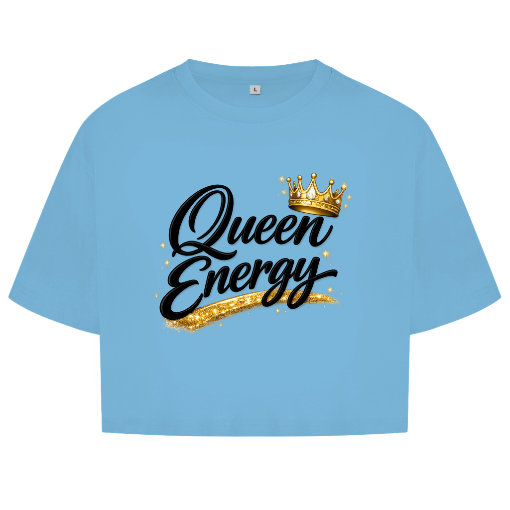 Damen Oversize Crop Top „Queen Energy“ – Empowerment Statement Top für Frauen