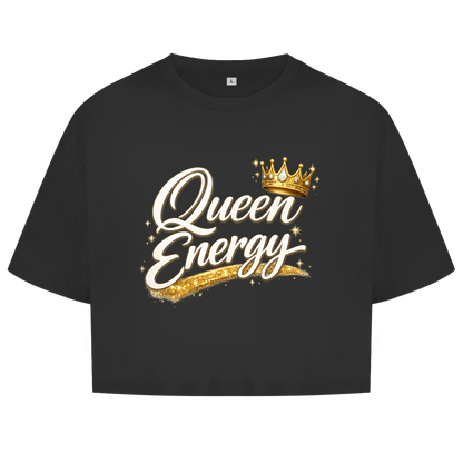 Damen Oversize Crop Top „Queen Energy“ – Empowerment Statement Top für Frauen