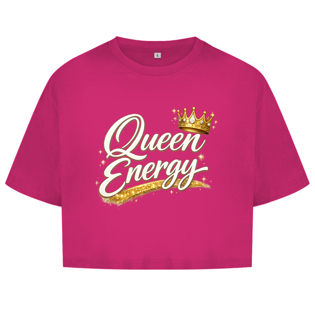 Damen Oversize Crop Top „Queen Energy“ – Empowerment Statement Top für Frauen