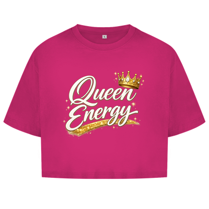 Damen Oversize Crop Top „Queen Energy“ – Empowerment Statement Top für Frauen