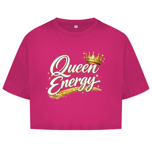 Damen Oversize Crop Top „Queen Energy“ – Empowerment Statement Top für Frauen