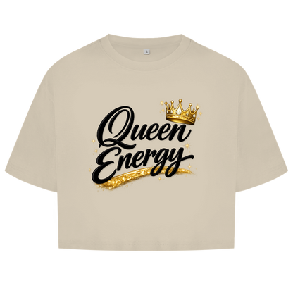 Damen Oversize Crop Top „Queen Energy“ – Empowerment Statement Top für Frauen