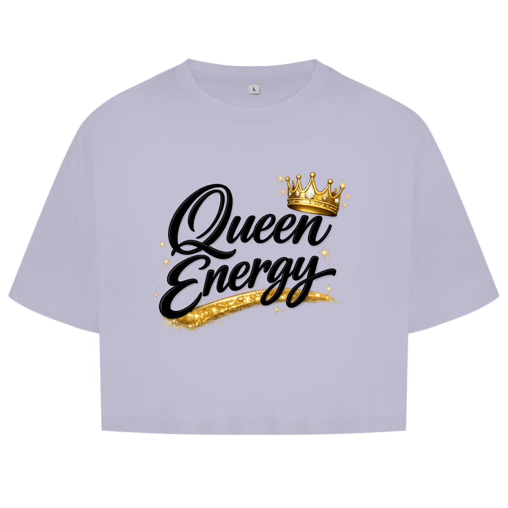 Damen Oversize Crop Top „Queen Energy“ – Empowerment Statement Top für Frauen