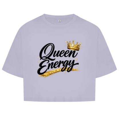 Damen Oversize Crop Top „Queen Energy“ – Empowerment Statement Top für Frauen