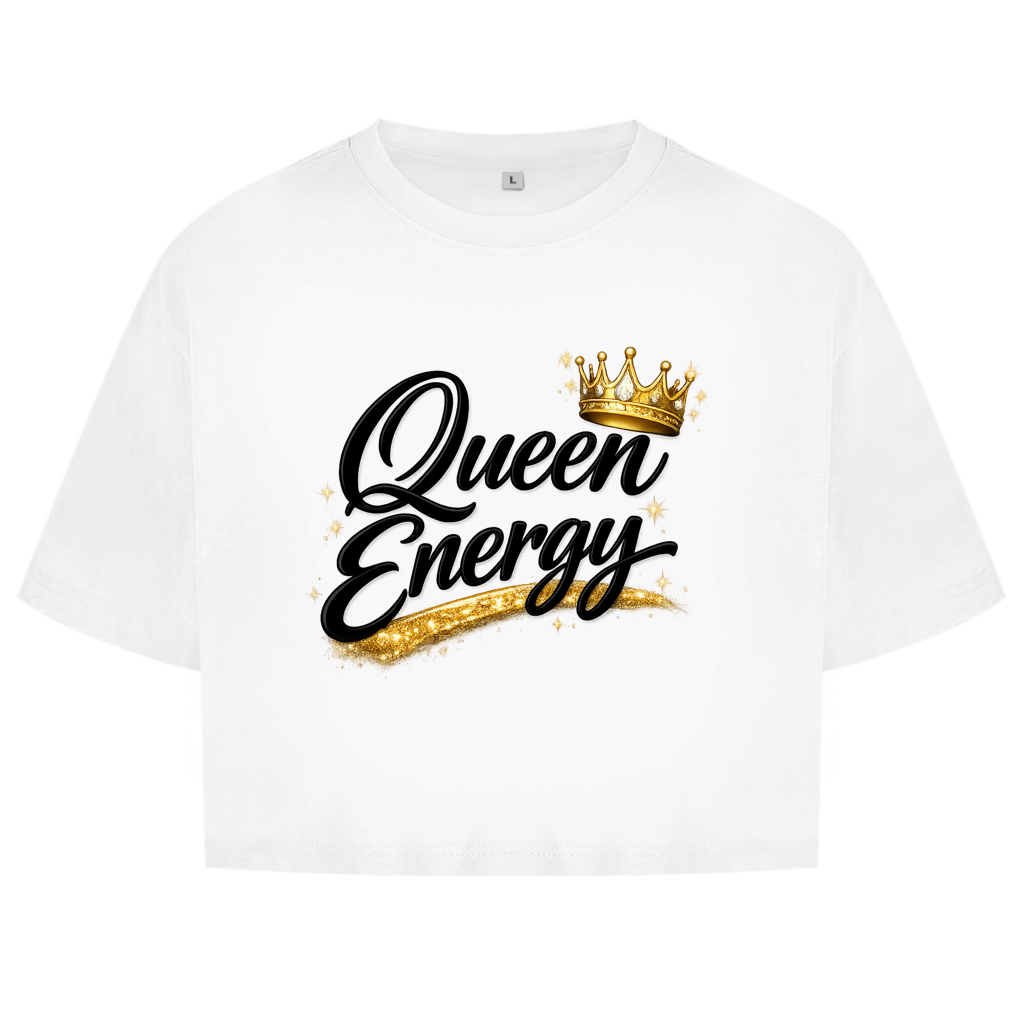Damen Oversize Crop Top „Queen Energy“ – Empowerment Statement Top für Frauen