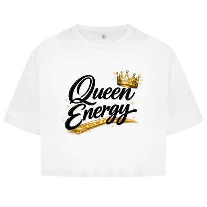 Damen Oversize Crop Top „Queen Energy“ – Empowerment Statement Top für Frauen