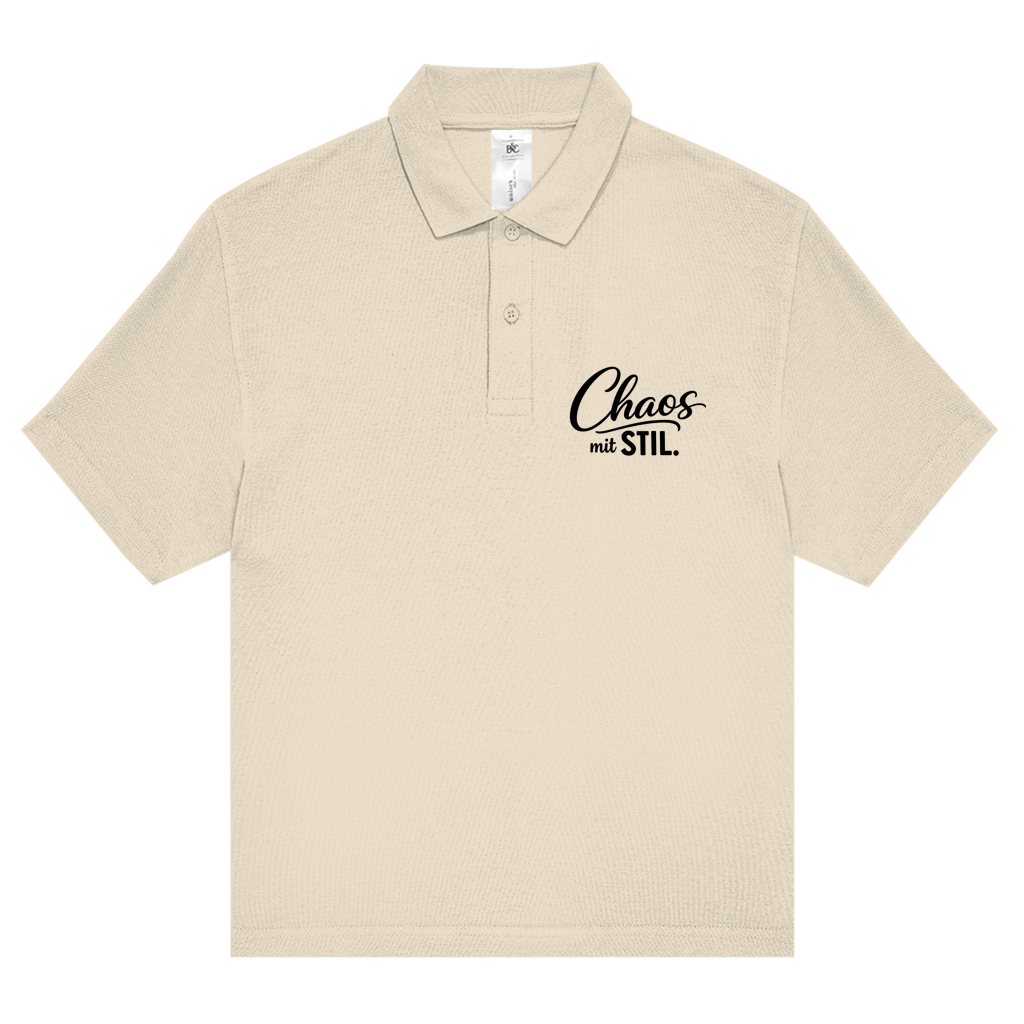 Unisex Poloshirt „Chaos mit STIL“ – Stilvolles Statement-Shirt mit Humor