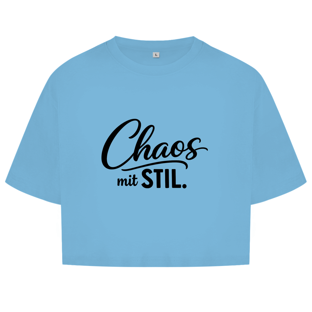 Damen Oversize Crop Top „Chaos mit STIL“ – Statement Top mit Humor