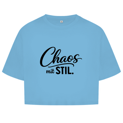 Damen Oversize Crop Top „Chaos mit STIL“ – Statement Top mit Humor