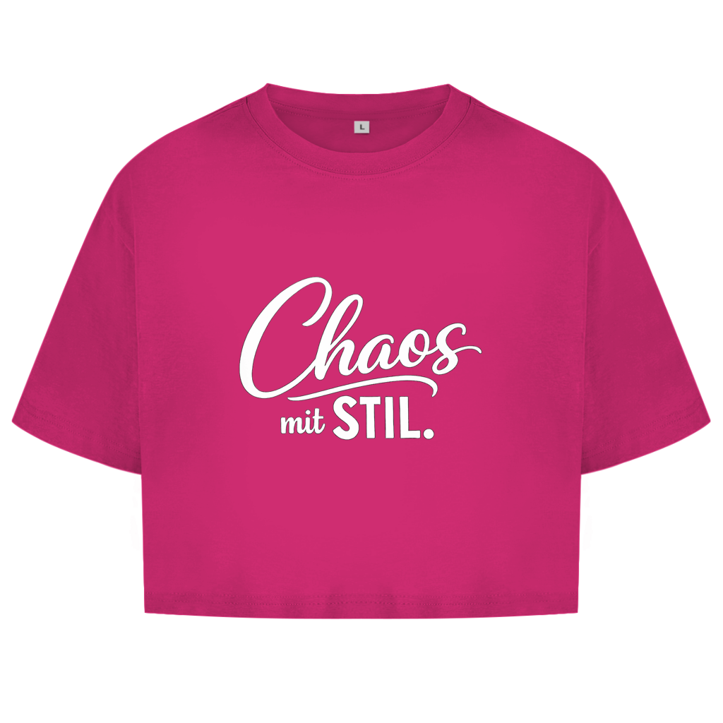 Damen Oversize Crop Top „Chaos mit STIL“ – Statement Top mit Humor