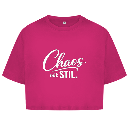 Damen Oversize Crop Top „Chaos mit STIL“ – Statement Top mit Humor