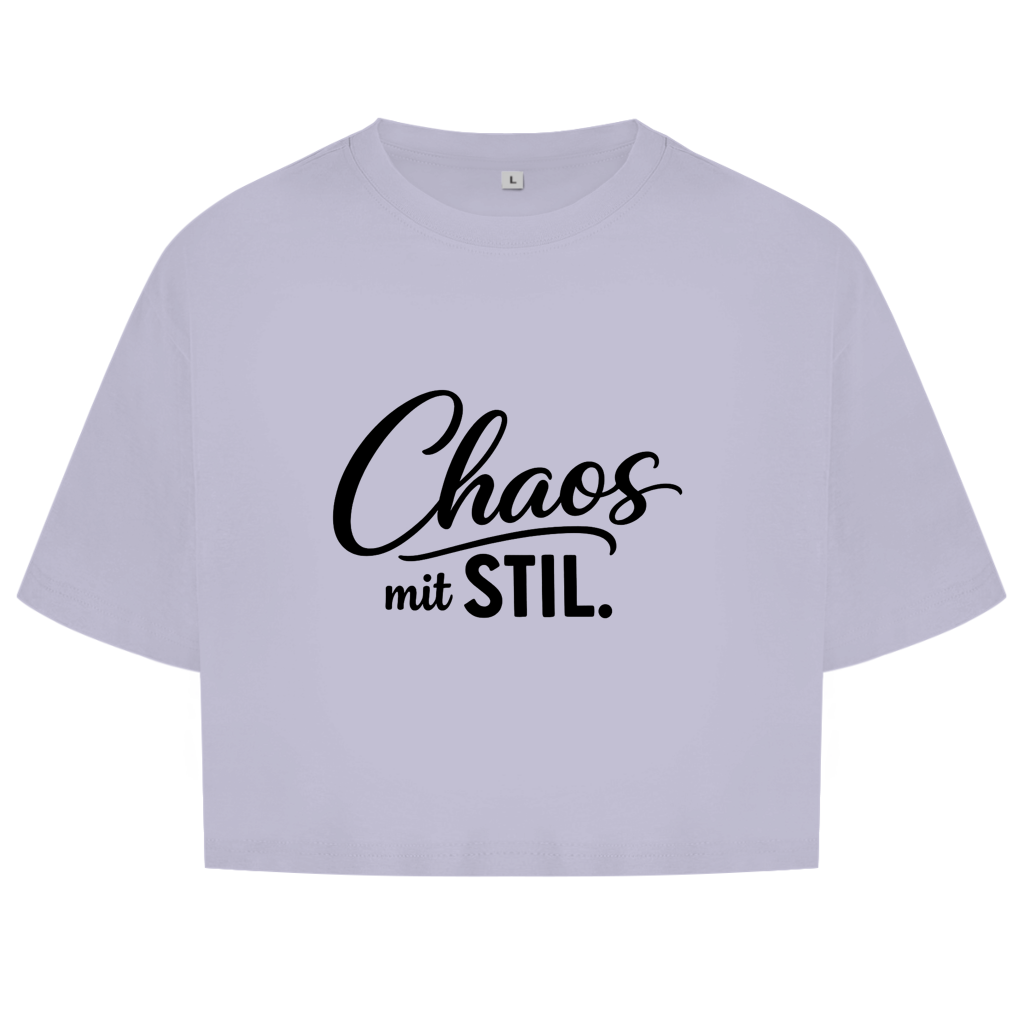 Damen Oversize Crop Top „Chaos mit STIL“ – Statement Top mit Humor