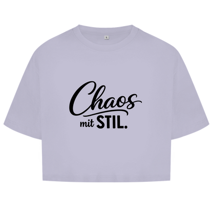 Damen Oversize Crop Top „Chaos mit STIL“ – Statement Top mit Humor
