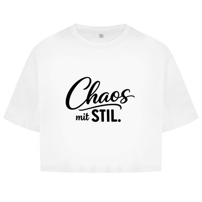 Damen Oversize Crop Top „Chaos mit STIL“ – Statement Top mit Humor