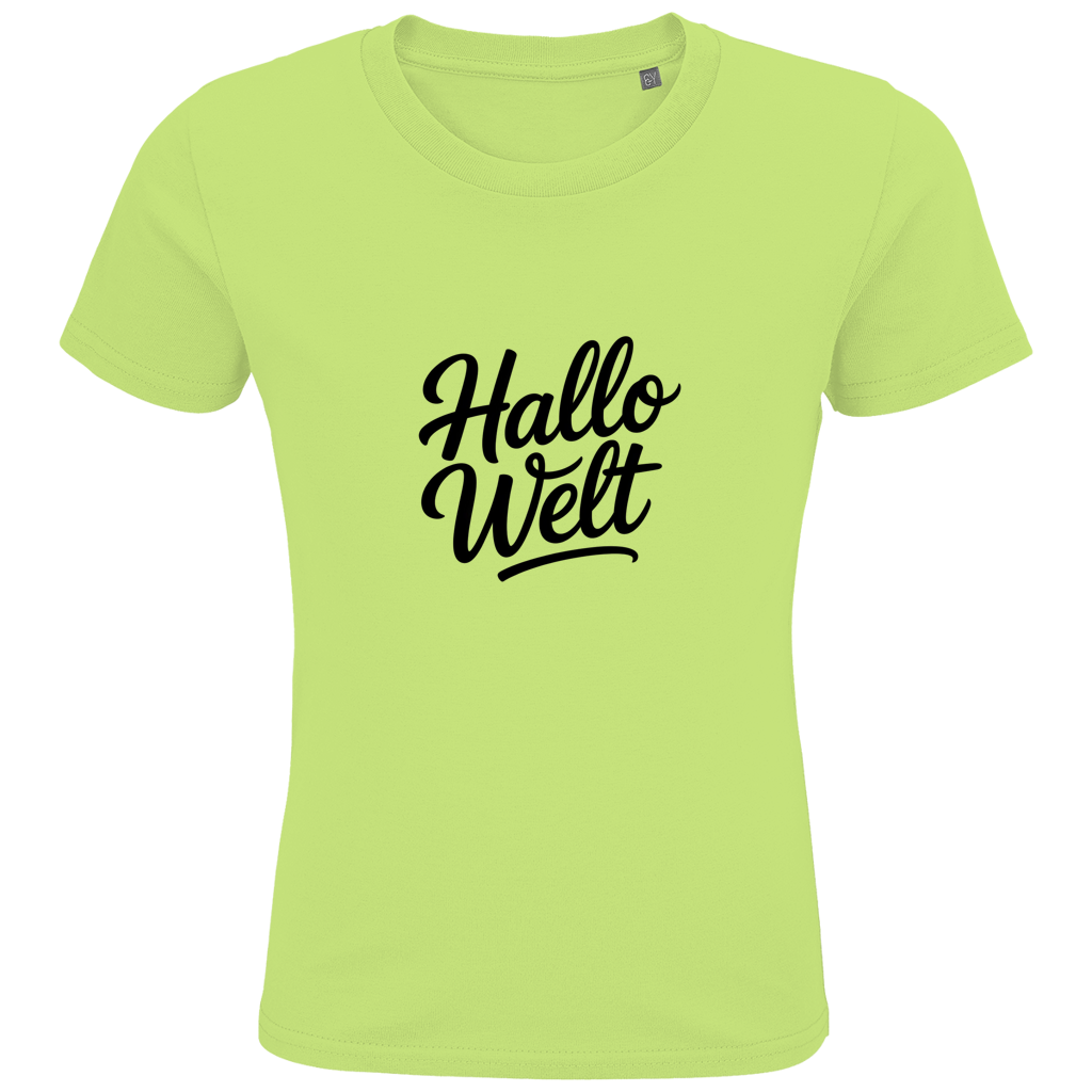 Kids Premium Bio T-Shirt „Hallo Welt“ – Nachhaltiges Kinder Spruchshirt