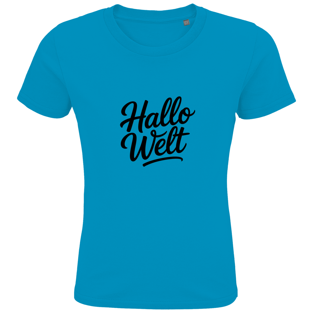 Kids Premium Bio T-Shirt „Hallo Welt“ – Nachhaltiges Kinder Spruchshirt