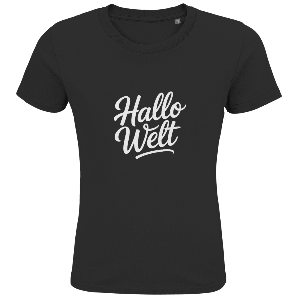 Kids Premium Bio T-Shirt „Hallo Welt“ – Nachhaltiges Kinder Spruchshirt