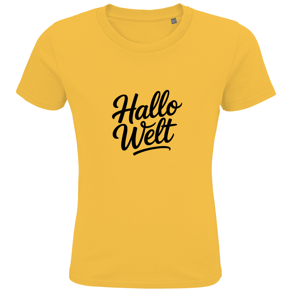 Kids Premium Bio T-Shirt „Hallo Welt“ – Nachhaltiges Kinder Spruchshirt