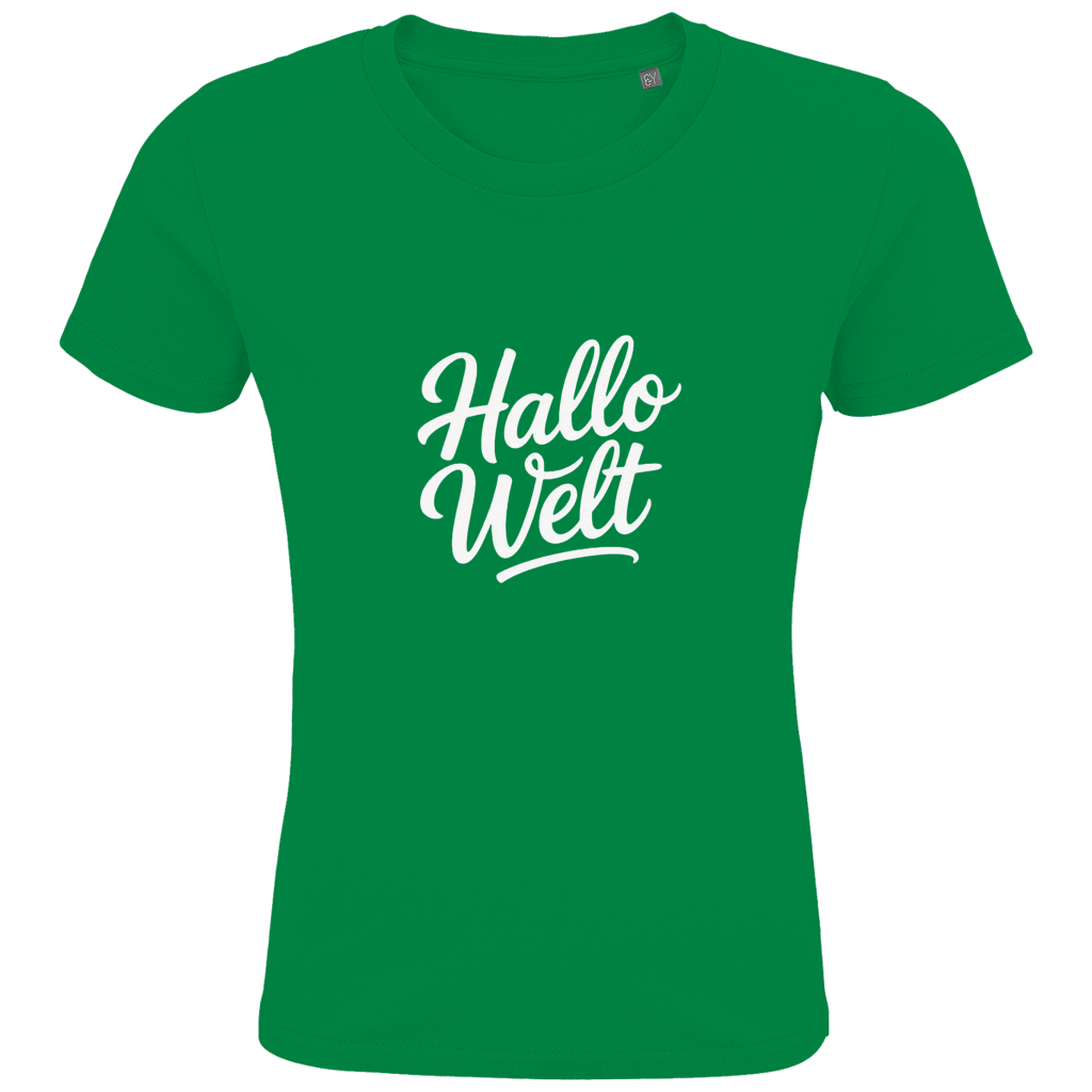Kids Premium Bio T-Shirt „Hallo Welt“ – Nachhaltiges Kinder Spruchshirt