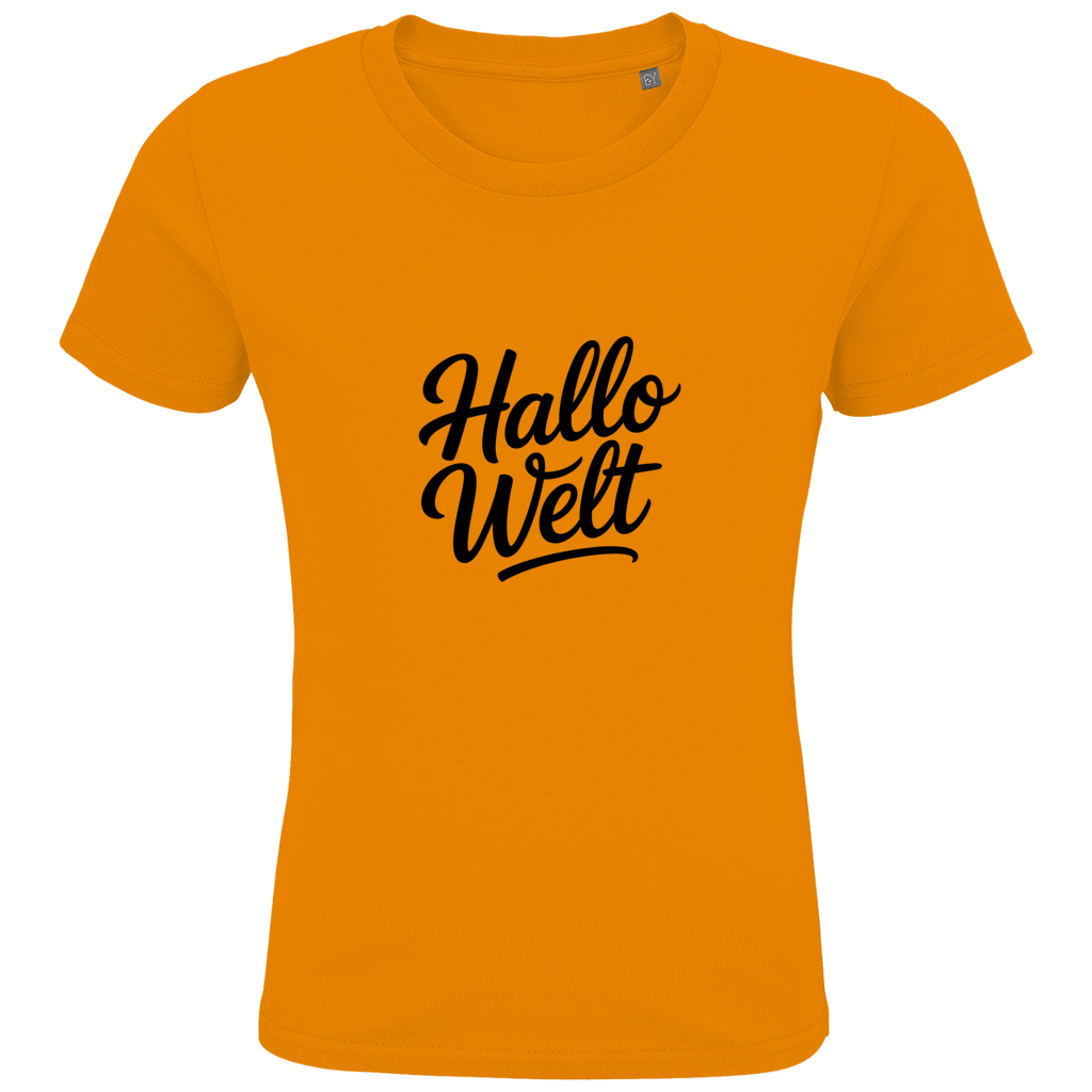 Kids Premium Bio T-Shirt „Hallo Welt“ – Nachhaltiges Kinder Spruchshirt