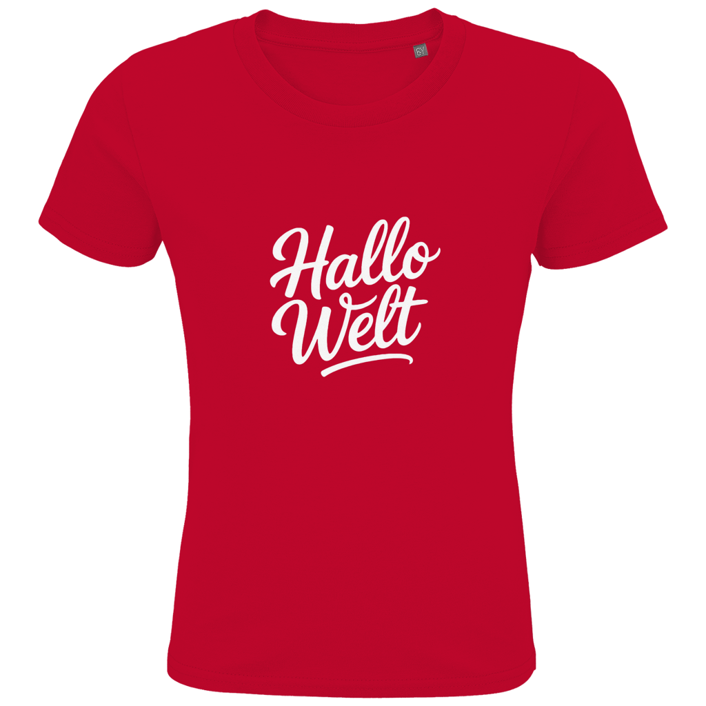 Kids Premium Bio T-Shirt „Hallo Welt“ – Nachhaltiges Kinder Spruchshirt