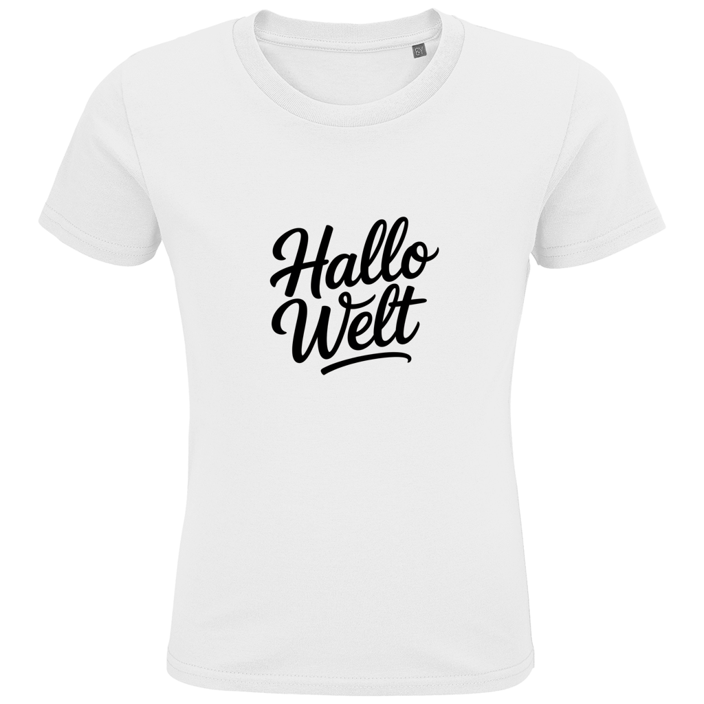 Kids Premium Bio T-Shirt „Hallo Welt“ – Nachhaltiges Kinder Spruchshirt