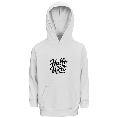 Kinder Bio Hoodie „Hallo Welt“ – Premium Kids Hoodie aus Bio-Baumwolle | Nachhaltiger Spruch Hoodie