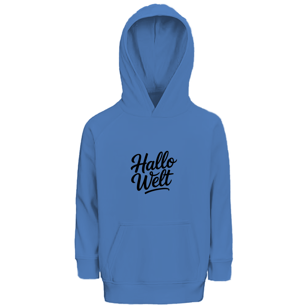 Kinder Bio Hoodie „Hallo Welt“ – Premium Kids Hoodie aus Bio-Baumwolle | Nachhaltiger Spruch Hoodie