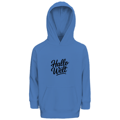 Kinder Bio Hoodie „Hallo Welt“ – Premium Kids Hoodie aus Bio-Baumwolle | Nachhaltiger Spruch Hoodie