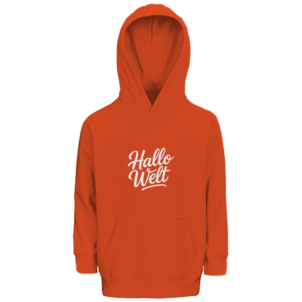 Kinder Bio Hoodie „Hallo Welt“ – Premium Kids Hoodie aus Bio-Baumwolle | Nachhaltiger Spruch Hoodie