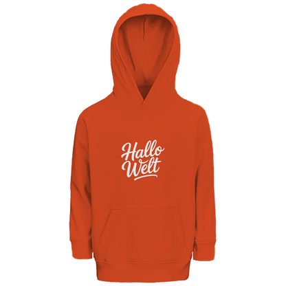 Kinder Bio Hoodie „Hallo Welt“ – Premium Kids Hoodie aus Bio-Baumwolle | Nachhaltiger Spruch Hoodie