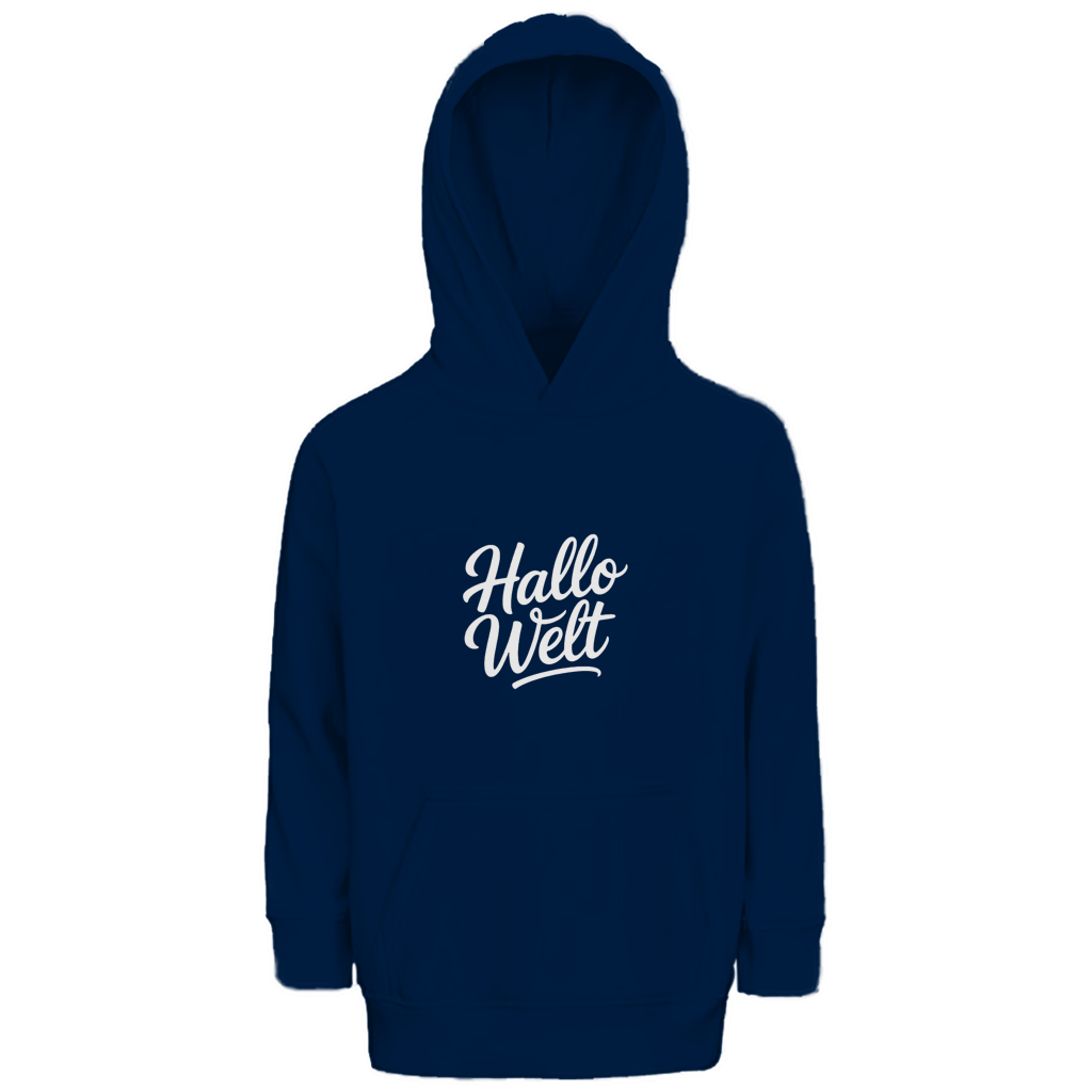 Kinder Bio Hoodie „Hallo Welt“ – Premium Kids Hoodie aus Bio-Baumwolle | Nachhaltiger Spruch Hoodie