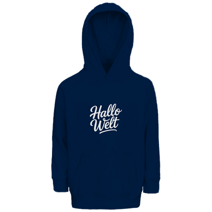 Kinder Bio Hoodie „Hallo Welt“ – Premium Kids Hoodie aus Bio-Baumwolle | Nachhaltiger Spruch Hoodie