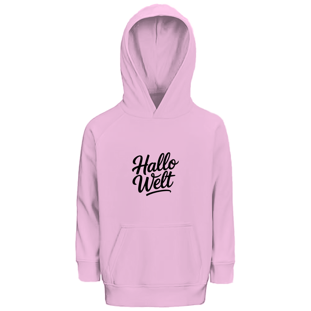 Kinder Bio Hoodie „Hallo Welt“ – Premium Kids Hoodie aus Bio-Baumwolle | Nachhaltiger Spruch Hoodie