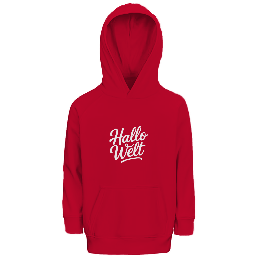 Kinder Bio Hoodie „Hallo Welt“ – Premium Kids Hoodie aus Bio-Baumwolle | Nachhaltiger Spruch Hoodie